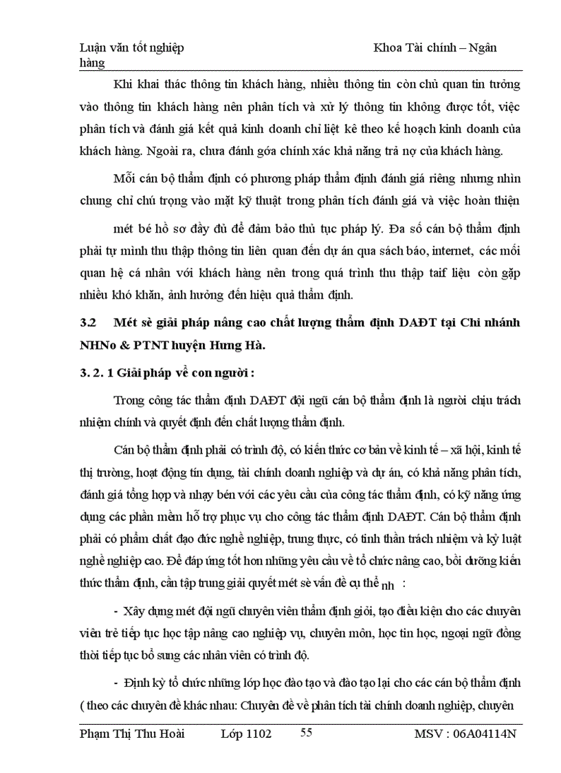 image for page Thực trạng và giải pháp nâng cao chất lượng thẩm định DAĐT tại Chi nhánh NHNo&PTNT huyện Hưng Hà