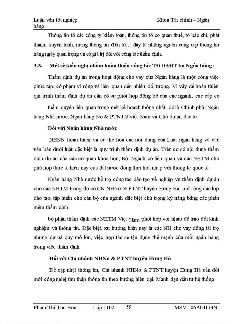 image for page Thực trạng và giải pháp nâng cao chất lượng thẩm định DAĐT tại Chi nhánh NHNo&PTNT huyện Hưng Hà