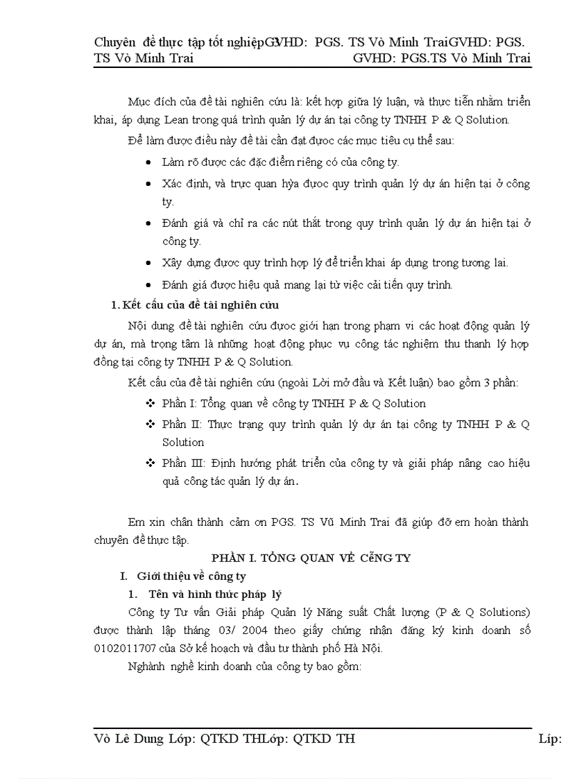 image for page Ứng dụng các nguyên lý của Lean và công cụ VSM để cải tiến quy trình quản lý dự án tại công ty TNHH P&Q Solution.
