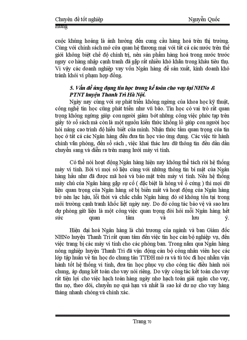 image for page Một số giải pháp nhằm nâng cao hiệu quả của kế toán cho vay tại NHNo&PTNT huyện Thanh Trì - Hà Nội