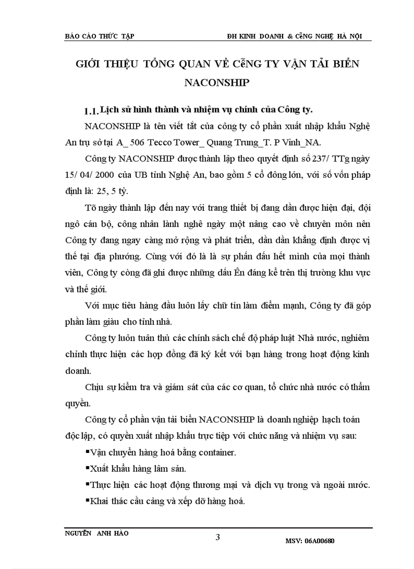image for page Tình hình hoạt động kinh doanh của công ty vận tải biển Naconship