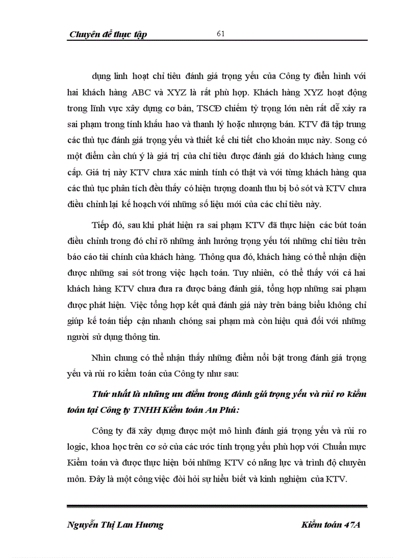 image for page Tìm hiểu thực trạng đánh giá trọng yếu và rủi ro kiểm toán do công ty TNHH kiểm toán An Phú