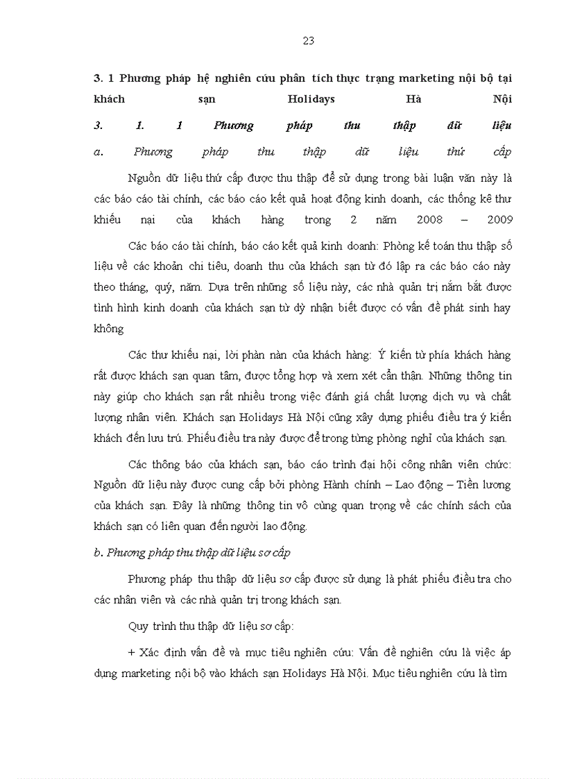 image for page Giải pháp đẩy mạnh hoạt động marketing nội bộ tại khách sạn Holidays Hà Nội