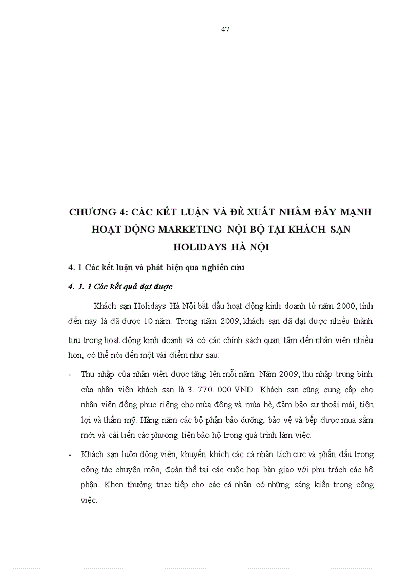 image for page Giải pháp đẩy mạnh hoạt động marketing nội bộ tại khách sạn Holidays Hà Nội