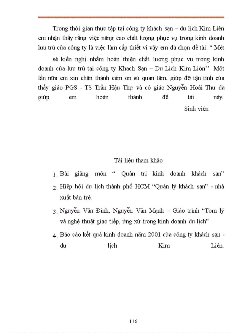 image for page Một số kiến nghị nhằm hoàn thiện chất lượng phục vụ trong kinh doanh của lưu trú tại công ty Khach Sạn – Du Lich Kim Liên