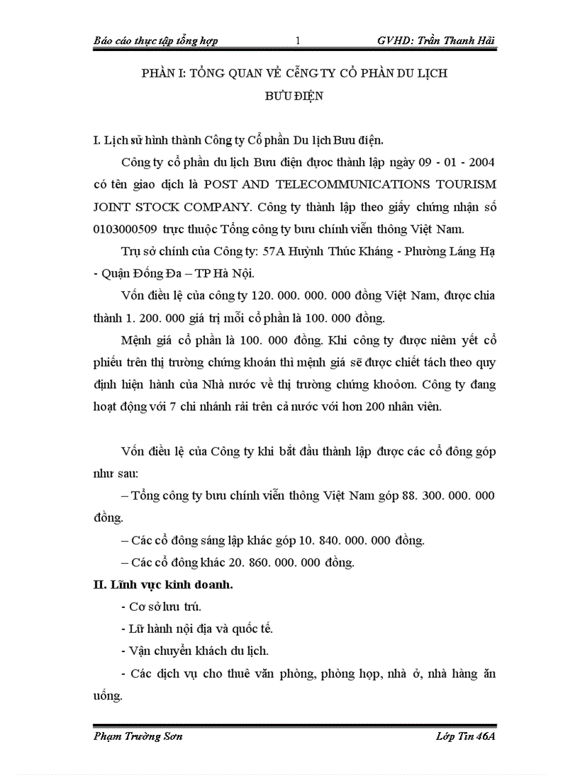 image for page Tổng quan về công ty cổ phần du lịch bưu điện