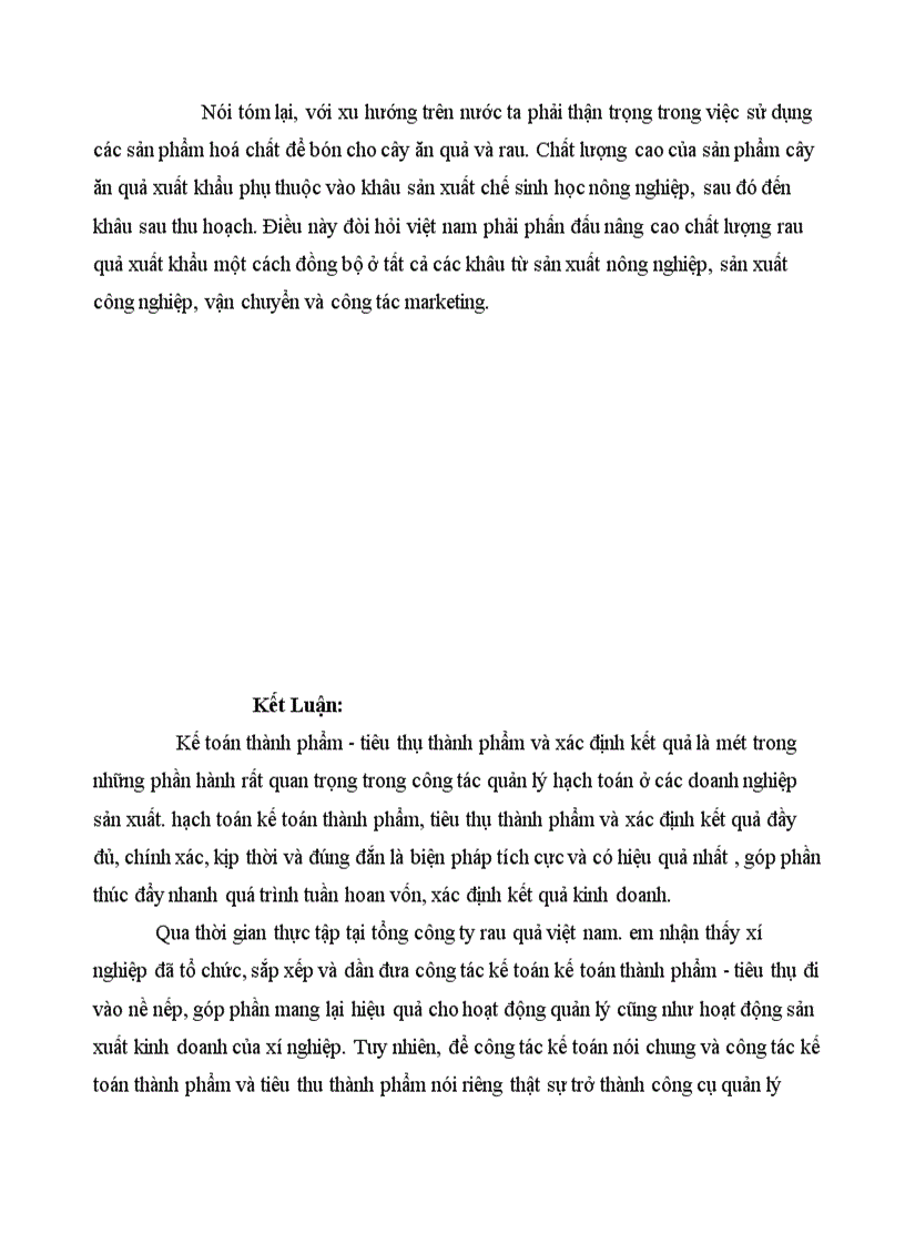 image for page Tổ chức hạch toán thành phẩm, tiêu thụ thành phẩm ở công ty rau quả việt nam