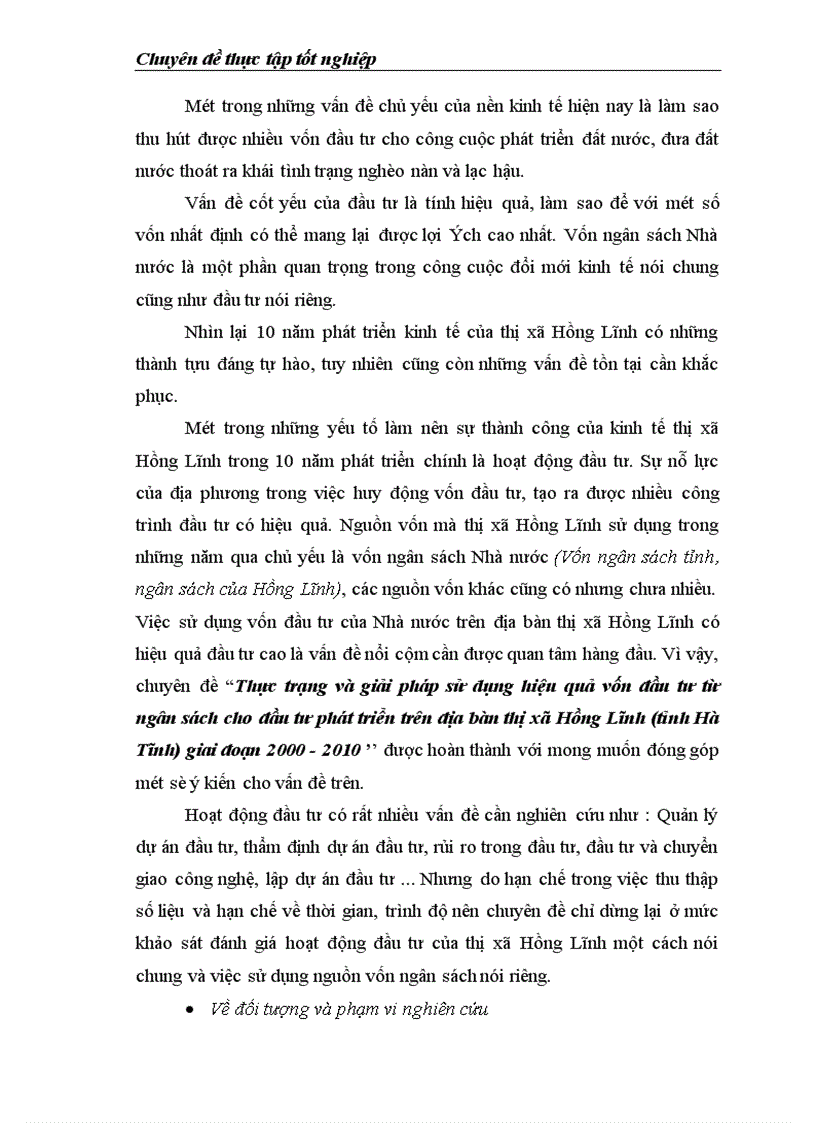 image for page Thực trạng và giải pháp sử dụng hiệu quả vốn đầu tư từ ngân sách cho đầu tư phát triển trên địa bàn thị xã Hồng Lĩnh (tỉnh Hà Tĩnh) giai đoạn 2000 - 2010