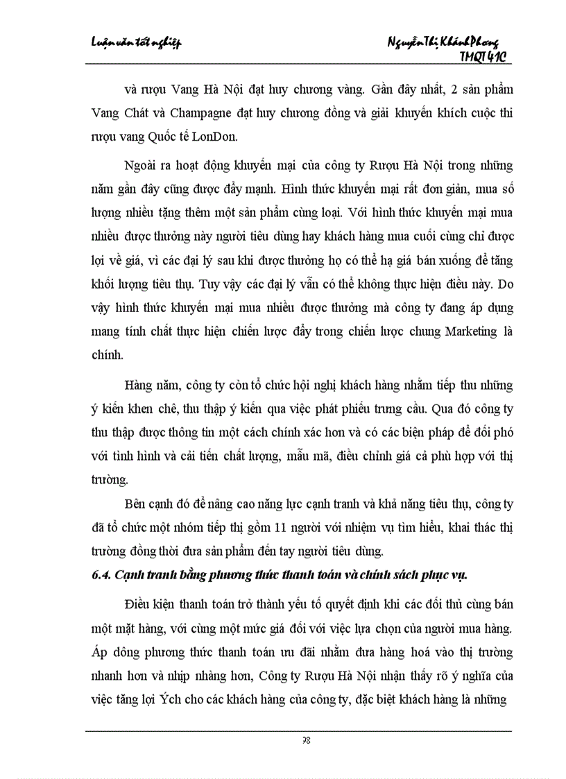 image for page Một số giải pháp thúc đẩy hoạt động tiêu thụ sản phẩm của Công ty Rượu Hà Nội