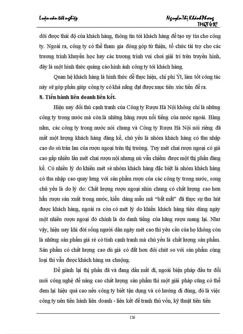 image for page Một số giải pháp thúc đẩy hoạt động tiêu thụ sản phẩm của Công ty Rượu Hà Nội