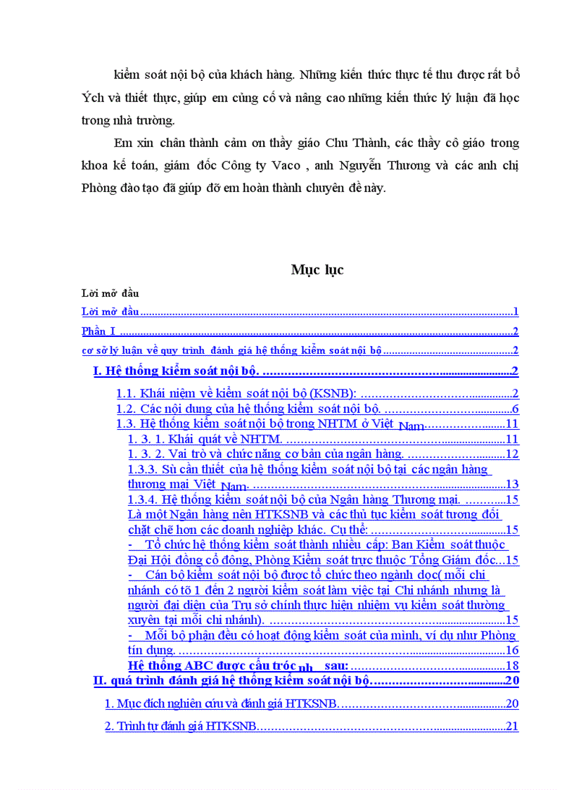 image for page Tìm hiểu và đánh giá hệ thống kiểm soát nội bộ đối với Ngân hàng Thương mại do Công ty Vaco