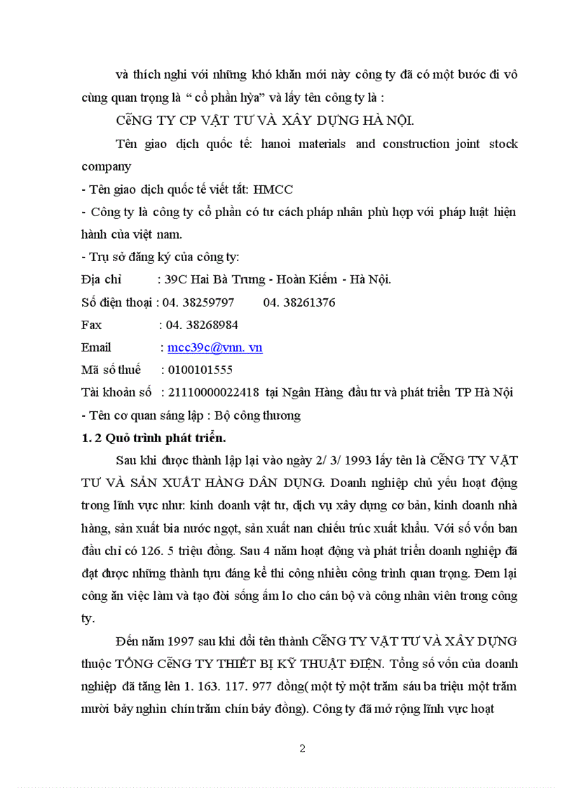 image for page Hoạt động kinh doanh công ty cp vật tư và xây dựng hà nội