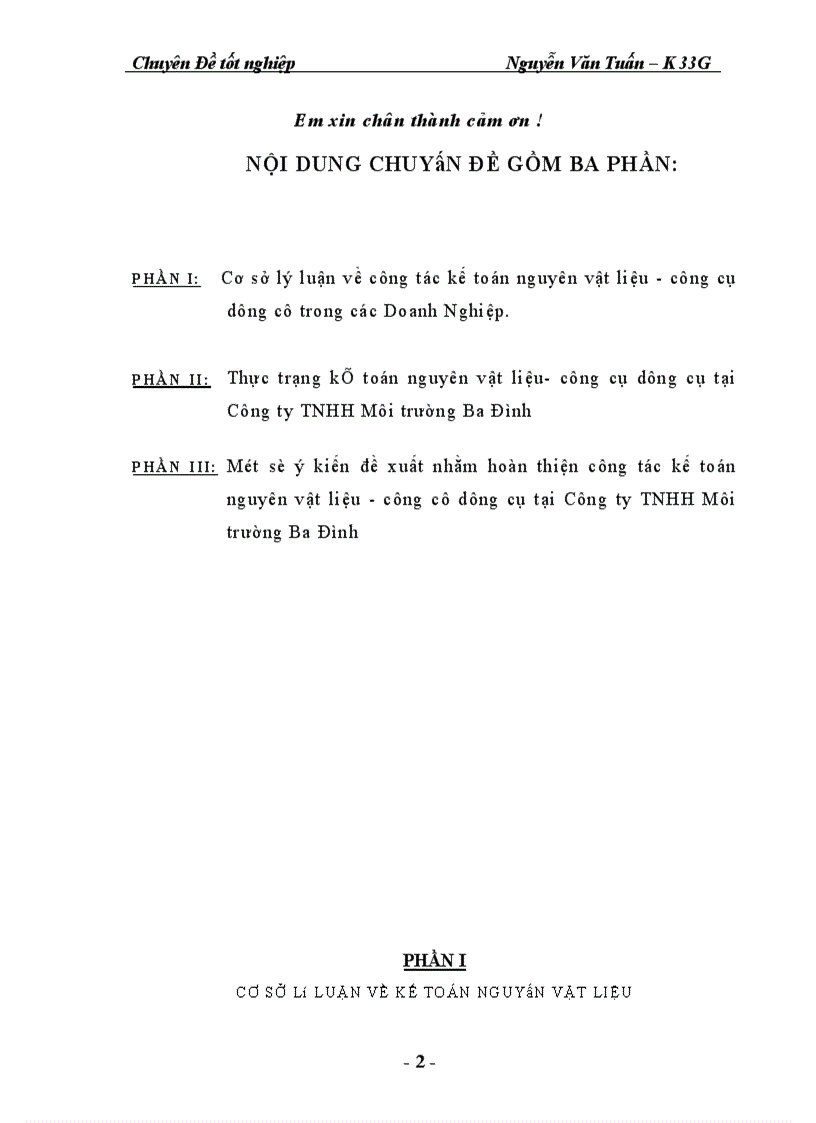 image for page Kế toán vật liệu - công cụ dụng cụ tại Công ty Môi Trường Ba Đình