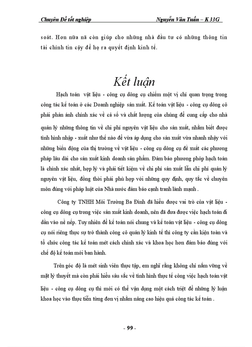 image for page Kế toán vật liệu - công cụ dụng cụ tại Công ty Môi Trường Ba Đình