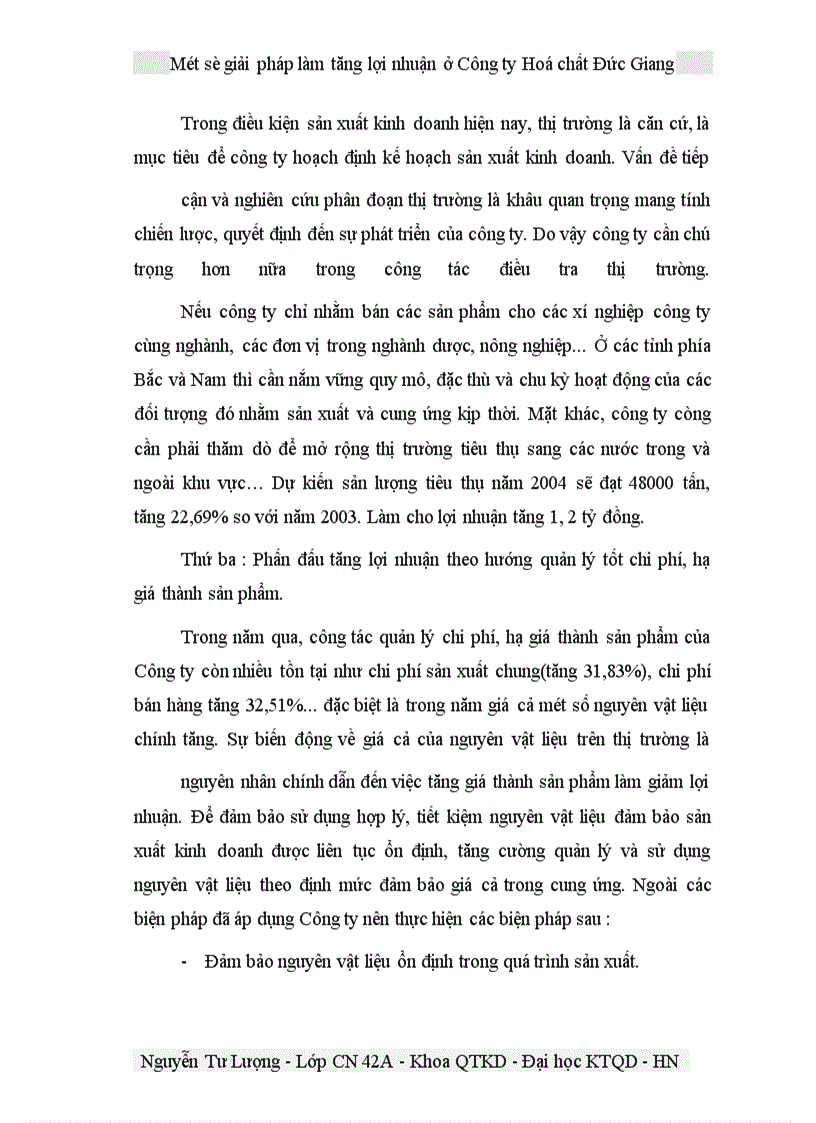 image for page Một số giải pháp làm tăng lợi nhuận ở Công ty Hoá chất Đức Giang