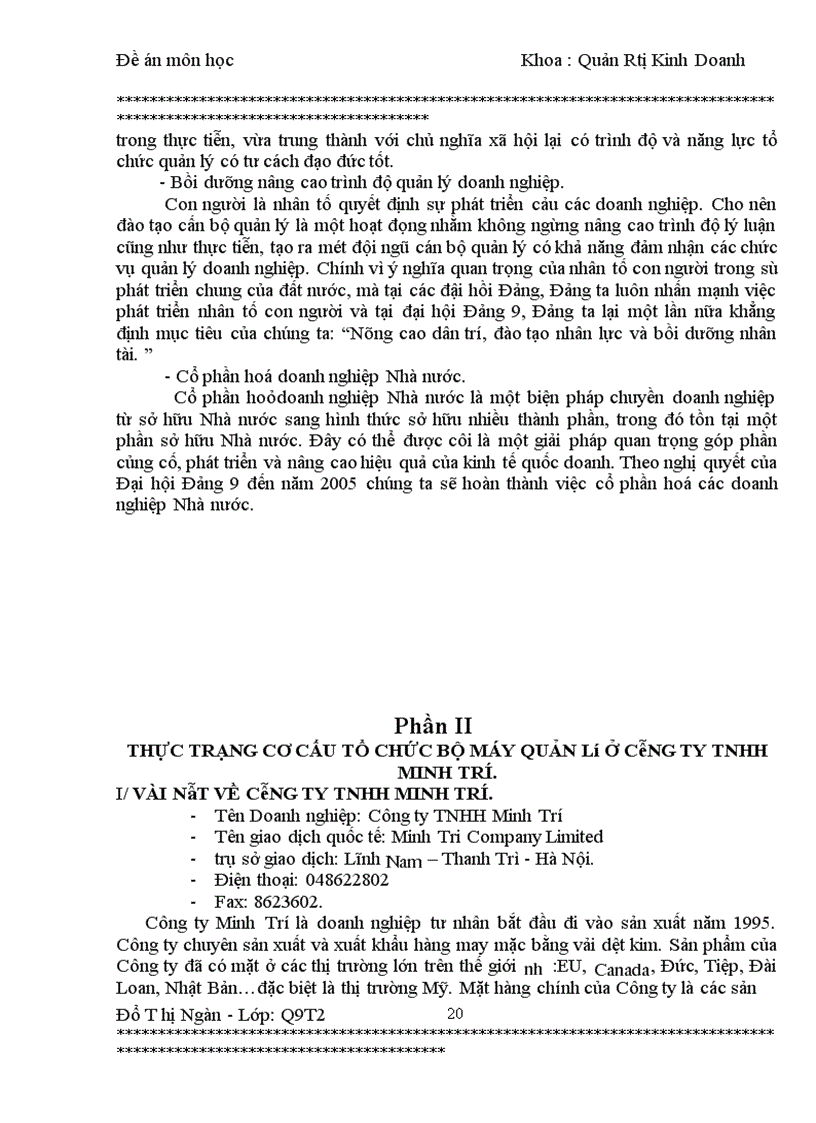 image for page Hoàn thiện cơ cấu tổ chức bộ máy quản lý ở công ty TNHH Minh Trí