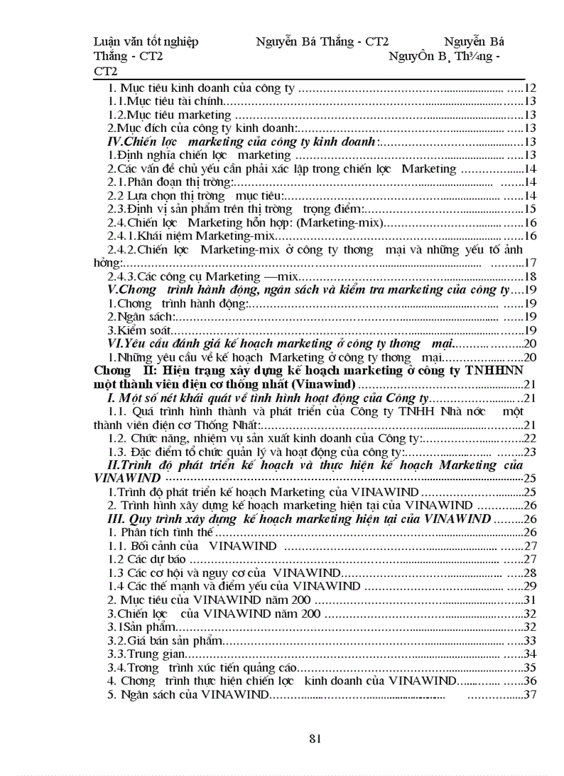 image for page Xây dựng kế hoạch marketing cho công ty trách nhiệm hữu hạn nhà nước một thành viên điện cơ thống nhất (VINAWIND)