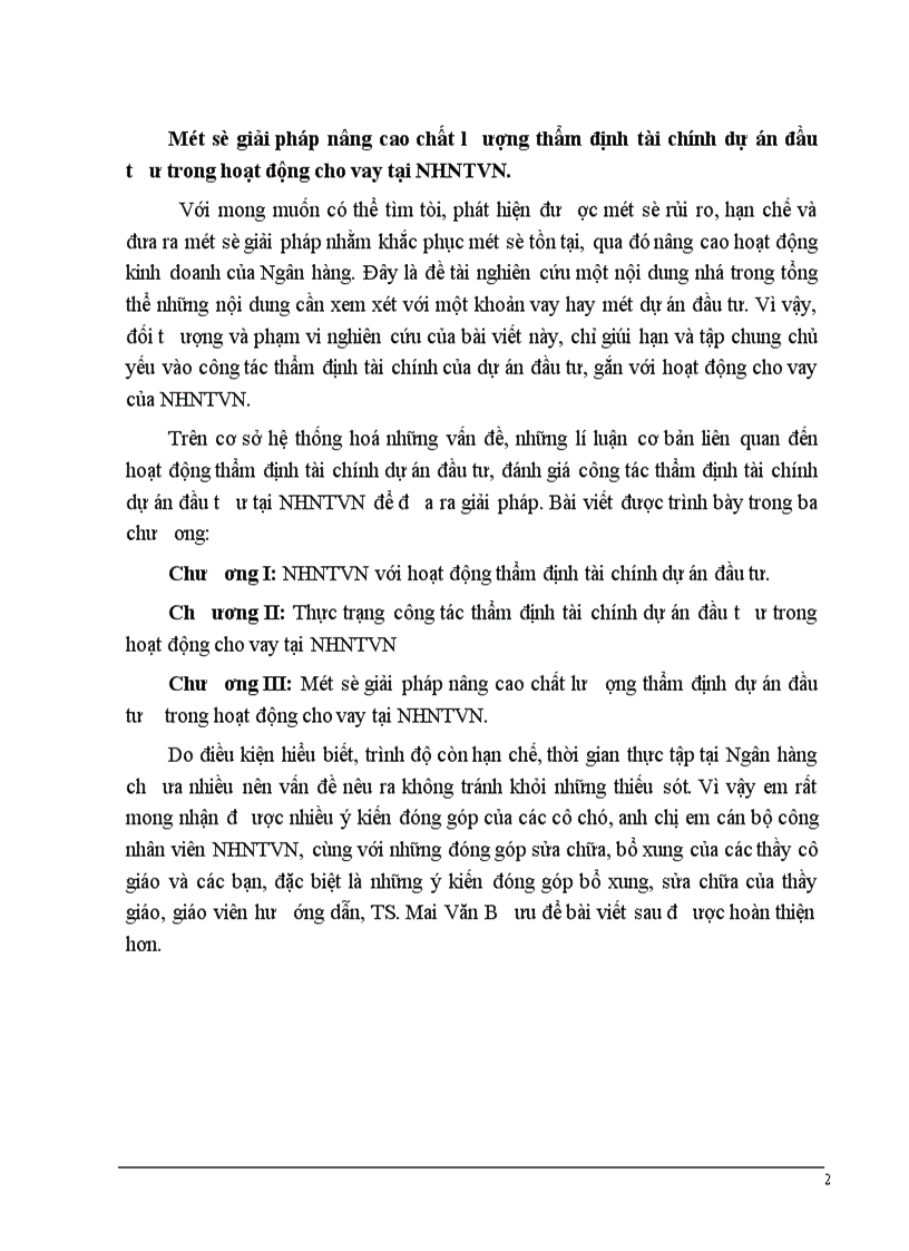 image for page Một số giải pháp nâng cao chất lượng thẩm định tài chính dự án đầu tư trong hoạt động cho vay tại NHNTVN.