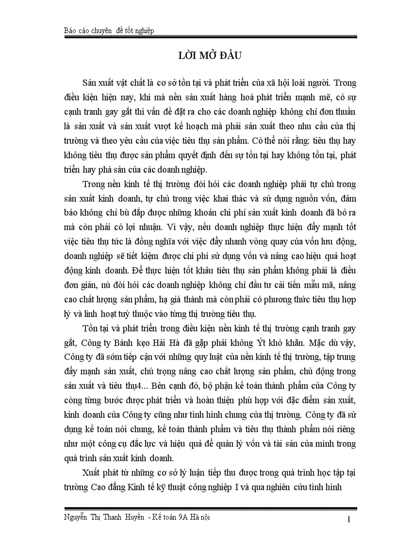 image for page Tổ chức kế toán thành phẩm, tiêu thụ thành phẩm và xác định kết quả sản xuất kinh doanh ở Công ty Bánh kẹo Hải Hà