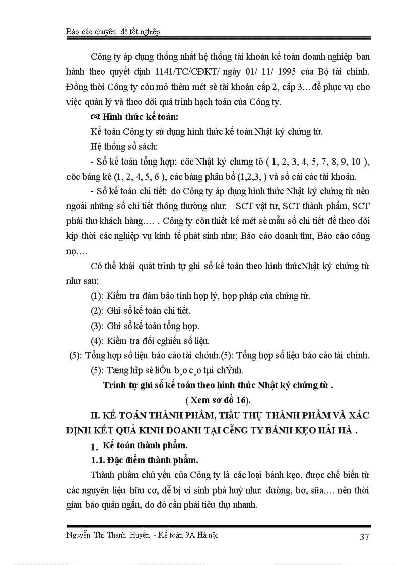 image for page Tổ chức kế toán thành phẩm, tiêu thụ thành phẩm và xác định kết quả sản xuất kinh doanh ở Công ty Bánh kẹo Hải Hà