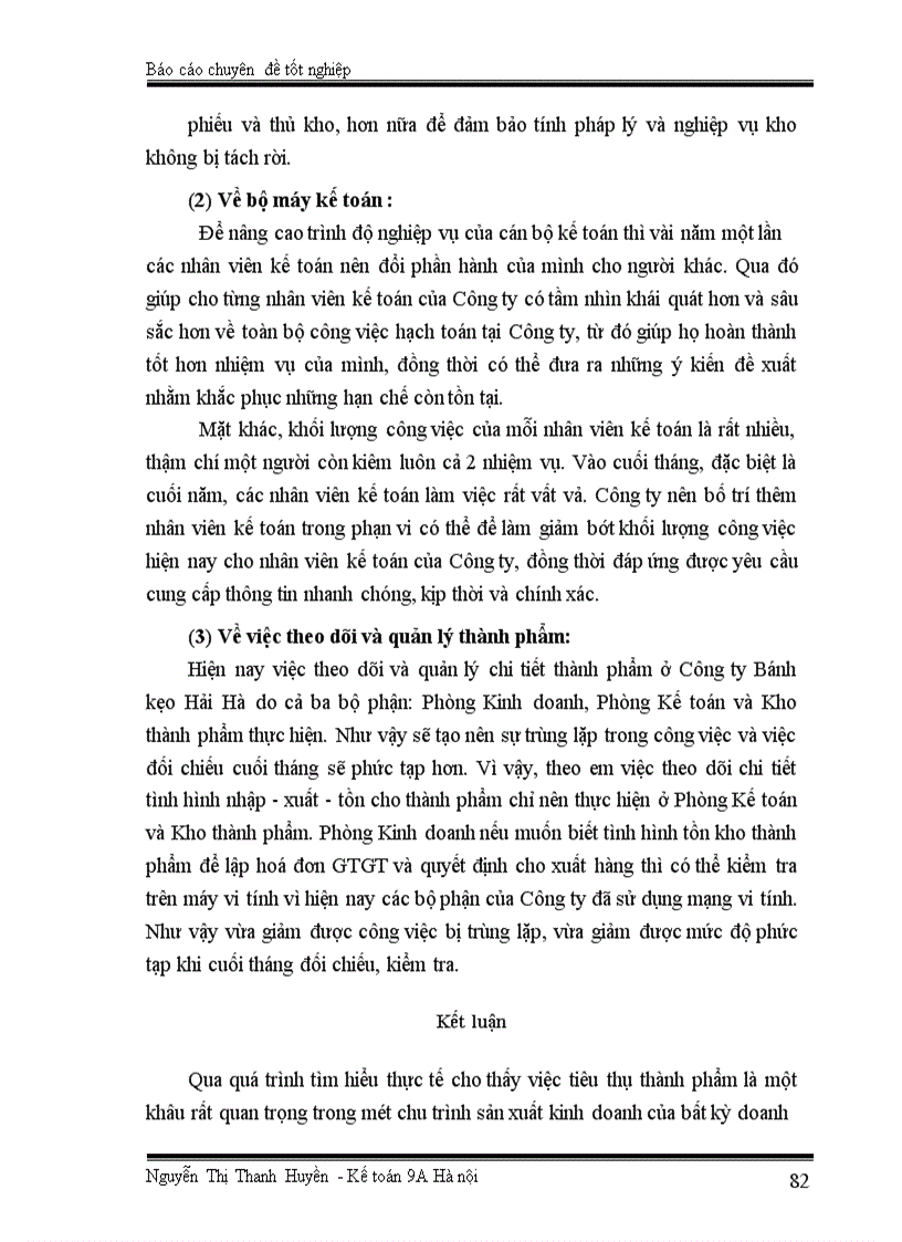 image for page Tổ chức kế toán thành phẩm, tiêu thụ thành phẩm và xác định kết quả sản xuất kinh doanh ở Công ty Bánh kẹo Hải Hà