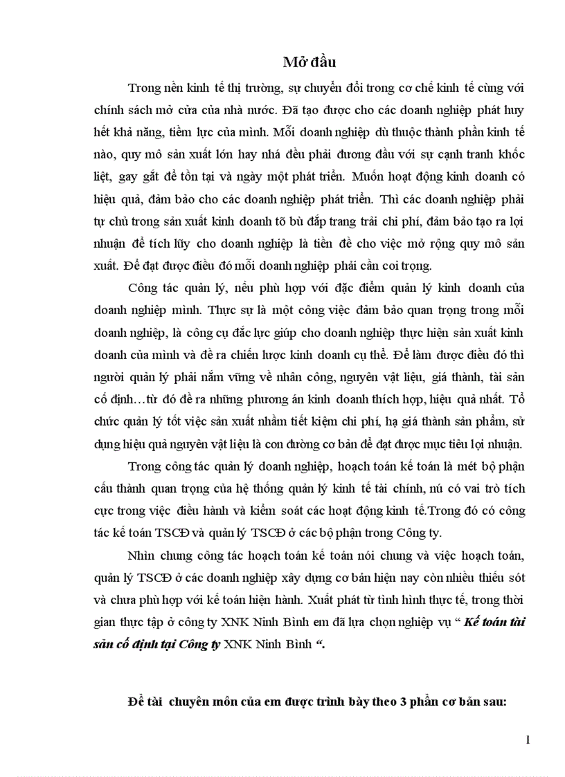 image for page Kế toán tài sản cố định tại Công ty XNK Ninh Bình