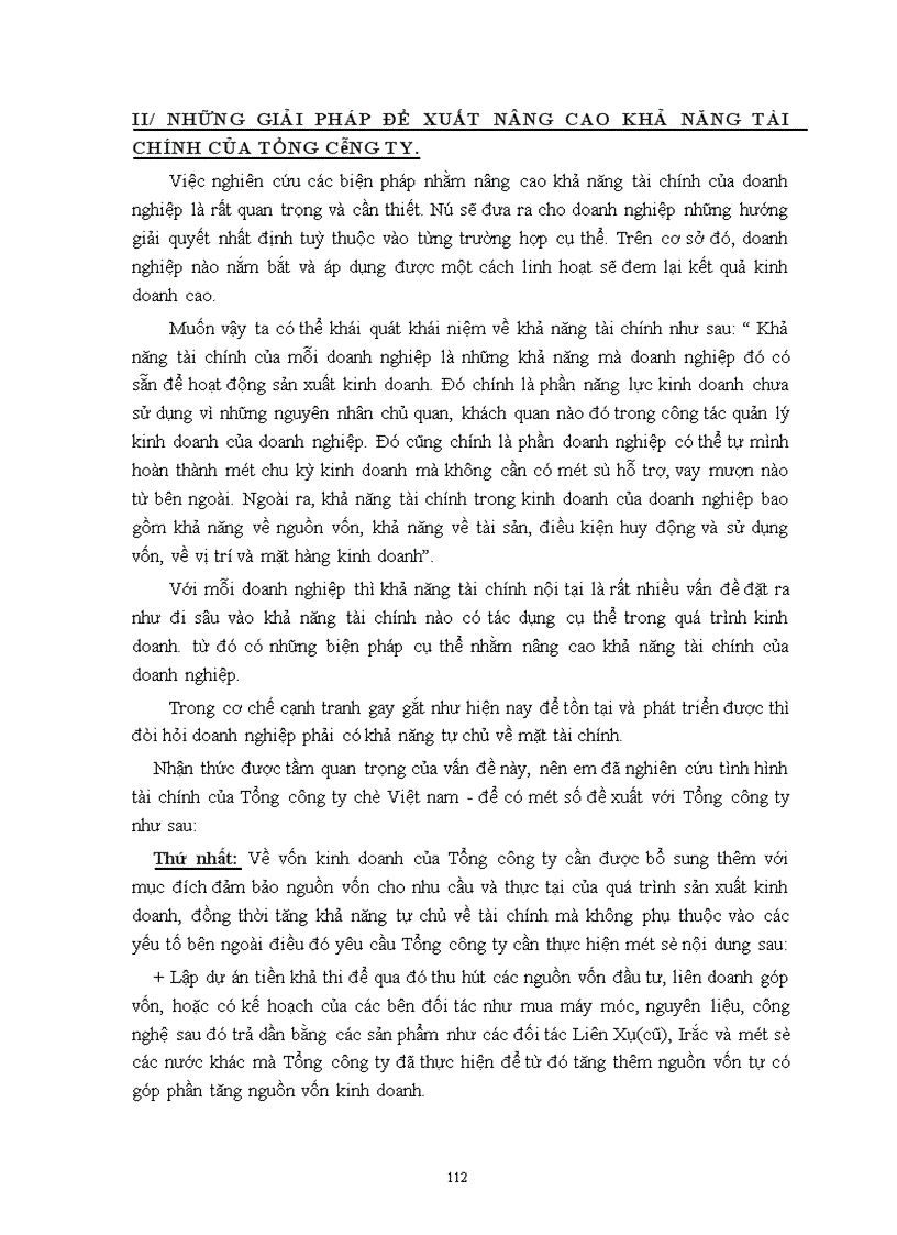 image for page Phân tích tình hình tài chính doanh nghiệp và những giải pháp góp phần nâng cao khả năng tài chính của Tổng công ty chè Việt nam
