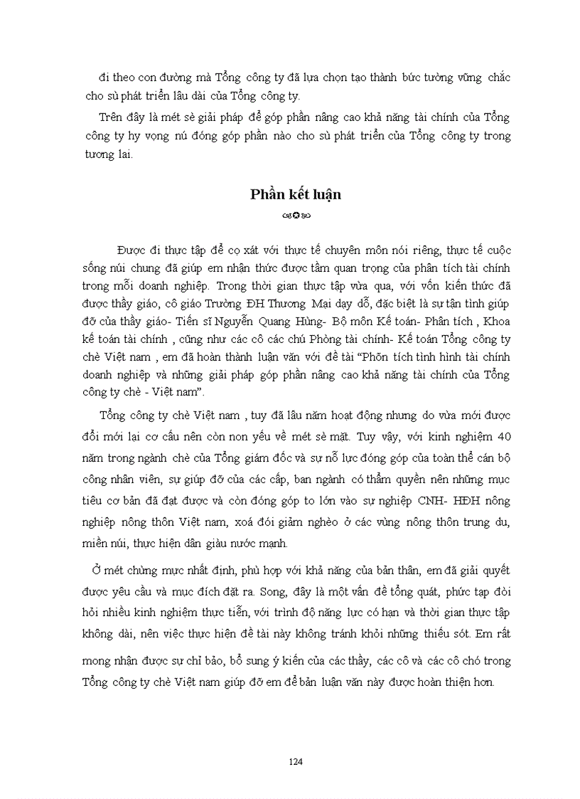 image for page Phân tích tình hình tài chính doanh nghiệp và những giải pháp góp phần nâng cao khả năng tài chính của Tổng công ty chè Việt nam