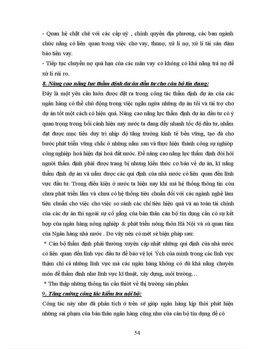 image for page Ngăn ngừa và xử lí nợ quá hạn tại Ngân hàng Nông Nghiệp và Phát Triển Nông Thôn Hà Nội
