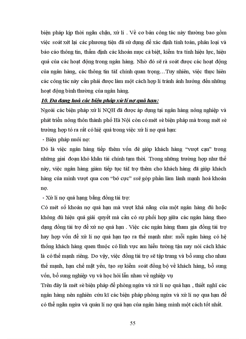image for page Ngăn ngừa và xử lí nợ quá hạn tại Ngân hàng Nông Nghiệp và Phát Triển Nông Thôn Hà Nội