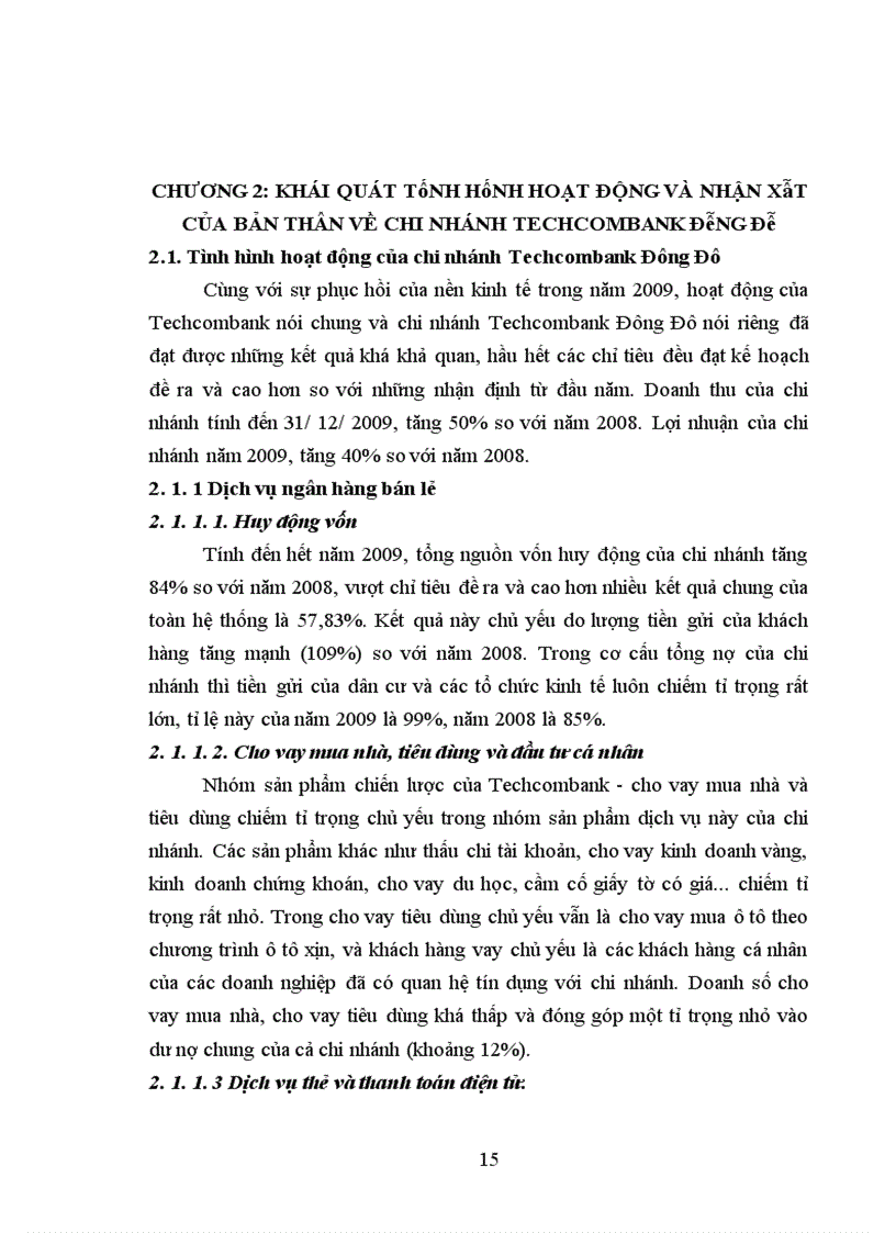 image for page Khái quát tình hình hoạt động và những nhận xét của bản thân sinh viên về chi nhánh Đông Đô.