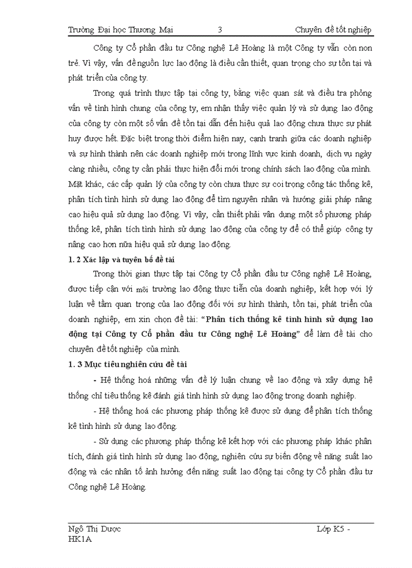 image for page Phân tích thống kê tình hình sử dụng lao động tại Công ty Cổ phần đầu tư Công nghệ Lê Hoàng