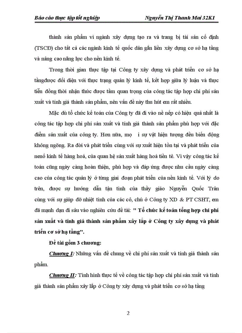 image for page Tổ chức kế toán tổng hợp chi phí sản xuất và tính giá thành sản phẩm xây lắp ở Công ty xây dựng và phát triển cơ sở hạ tầng