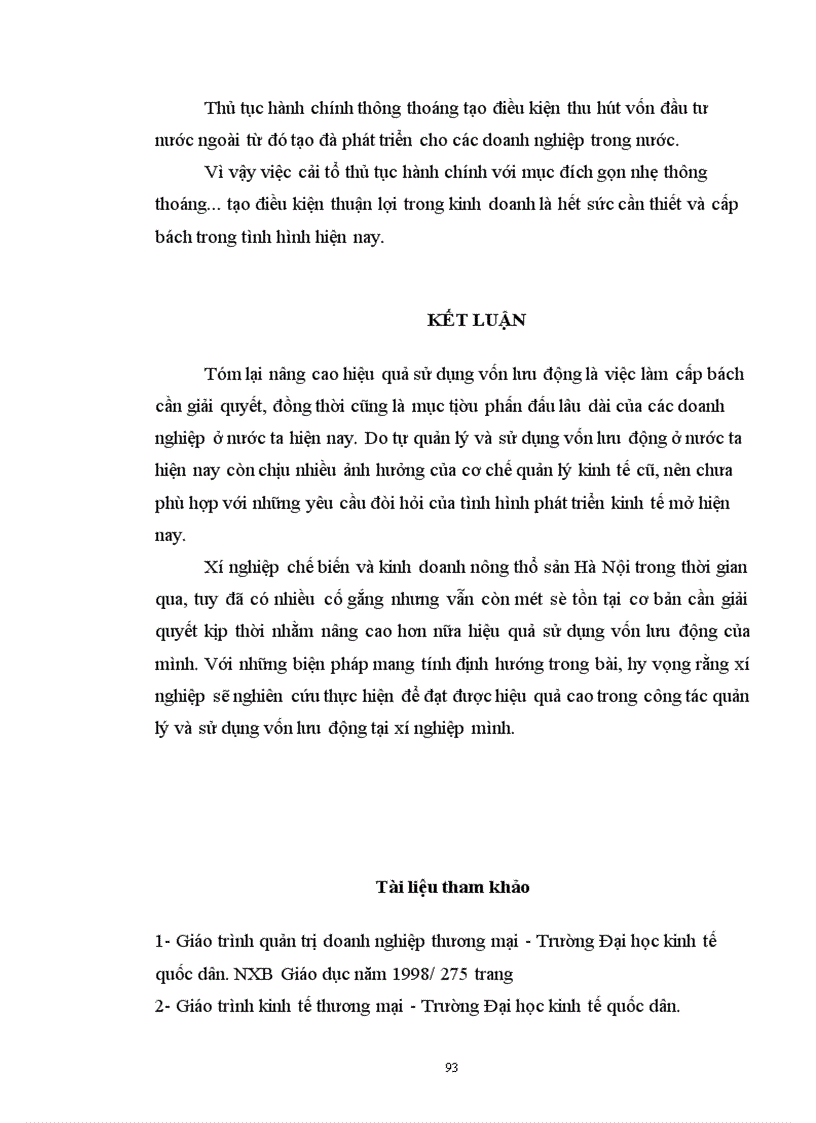 image for page Vốn lưu động và các biện pháp nâng cao hiệu quả sử dụng vốn lưu động tại Xí nghiệp Chế biến và Kinh doanh Nông thổ sản - Hà Nội