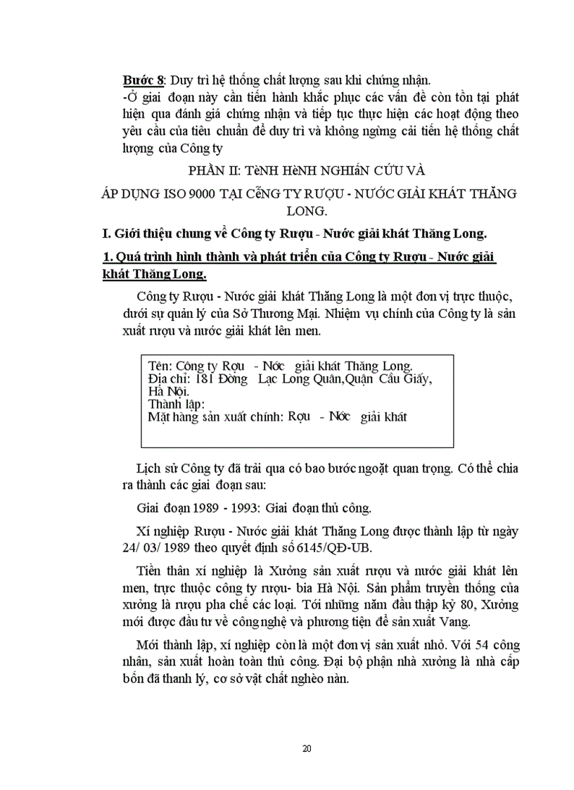 image for page Một số biện pháp nhằm góp phần xây dựng và phát triển Hệ thống quản lý chất lượng ISO 9002 tại Công ty Rượu - Nước giải khát Thăng Long