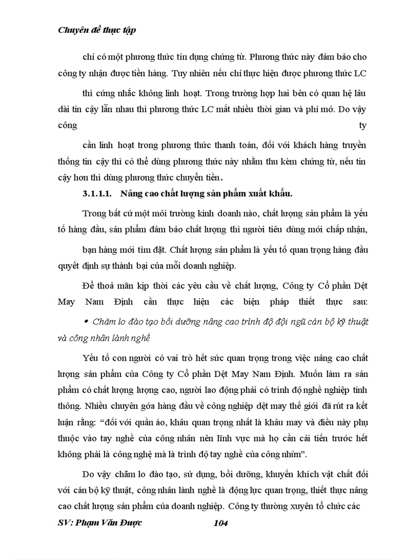 image for page Phương hướng và một số giải pháp nhằm thúc đẩy xuất khẩu của công ty cổ phần dệt may nam định.