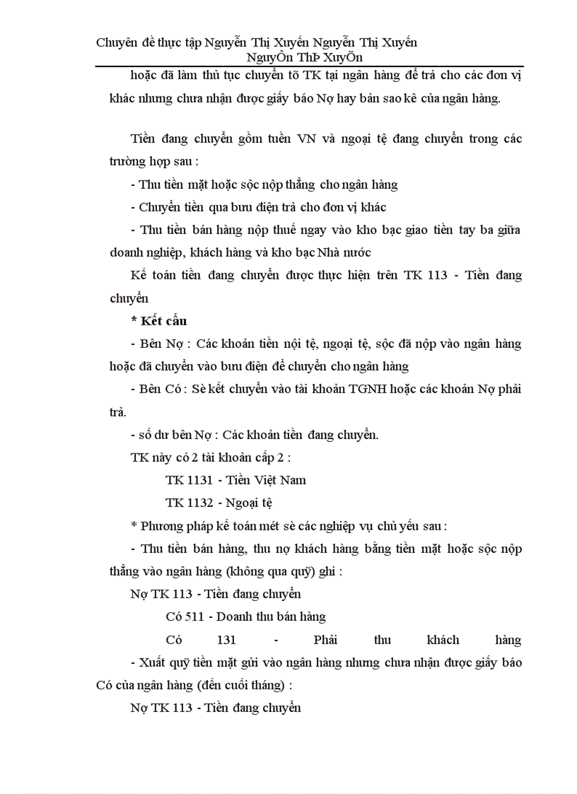 image for page Kế toán nghiệp vụ vốn bằng tiền và các khoản thanh toán