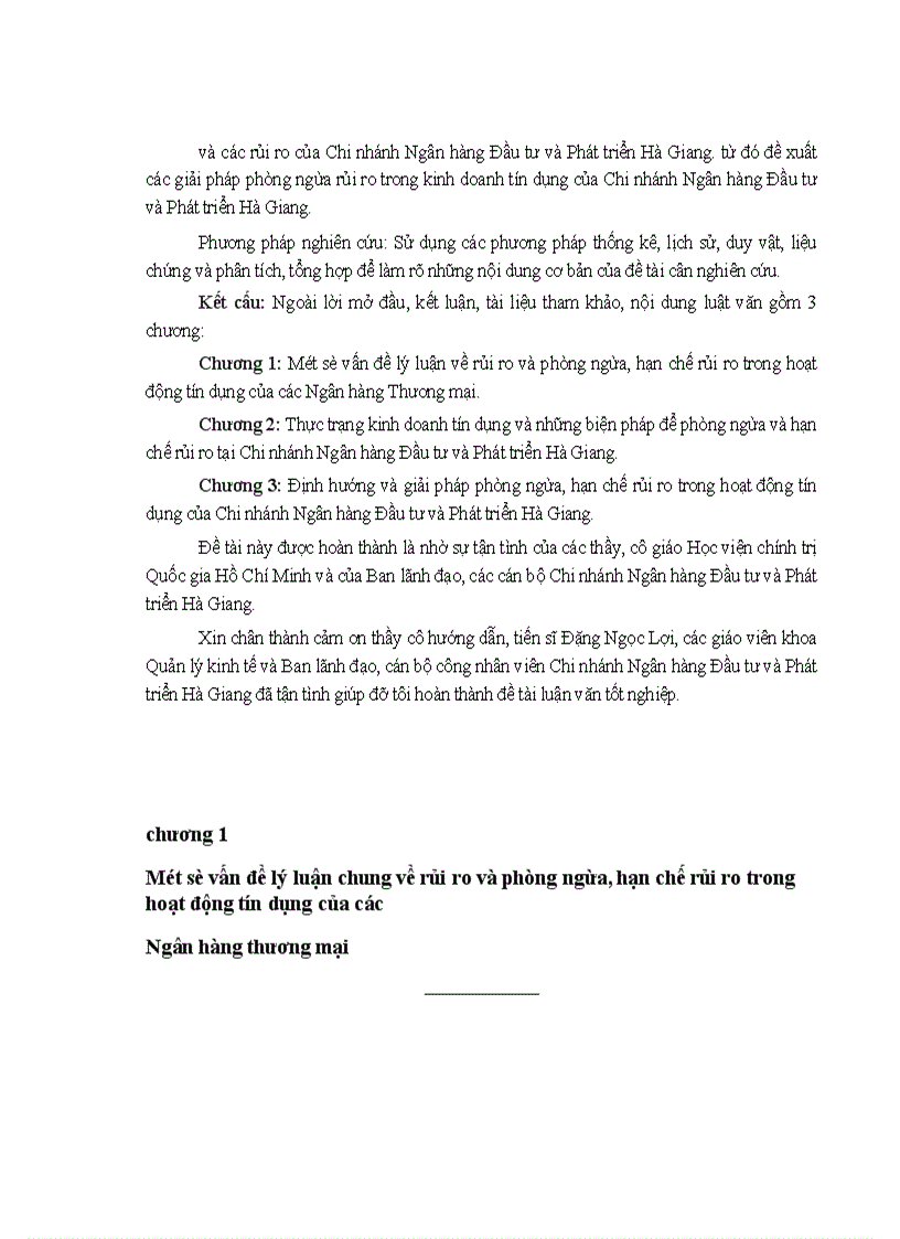 image for page Thực trạng và giải pháp nâng cao hiệu quả phòng ngừa và hạn chế rủi ro tín dụng trong hoạt động Ngân hàng tại Chi nhánh Ngân hàng Đầu tư và Phát triển Hà Giang