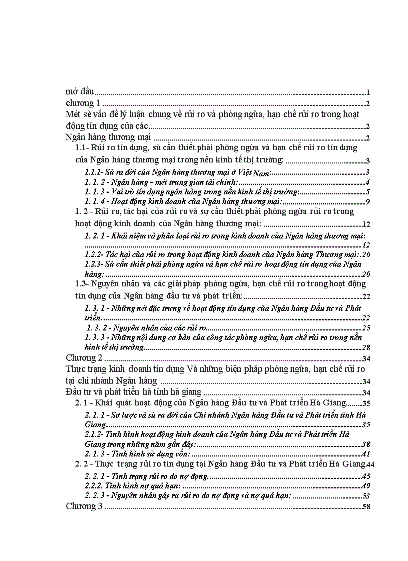 image for page Thực trạng và giải pháp nâng cao hiệu quả phòng ngừa và hạn chế rủi ro tín dụng trong hoạt động Ngân hàng tại Chi nhánh Ngân hàng Đầu tư và Phát triển Hà Giang