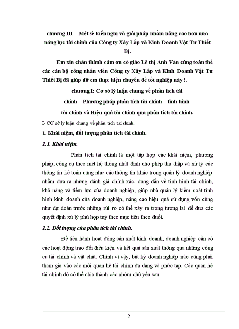 image for page Phân tích tài chính và các giải pháp nhằm tăng cường năng lực tài chính tại Công ty Công ty Xây Lắp và Kinh Doanh Vật Tư Thiết Bị