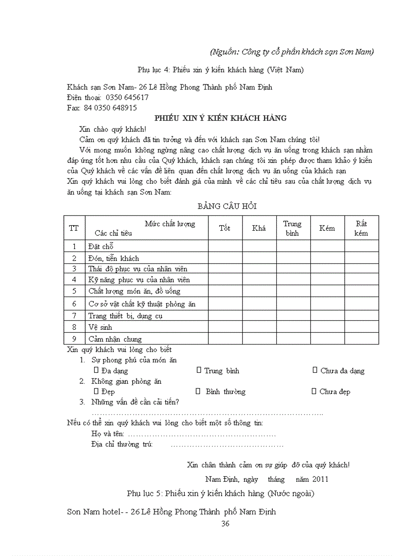image for page Giải pháp nâng cao chất lượng dịch vụ ăn uống tại khách sạn Sơn Nam