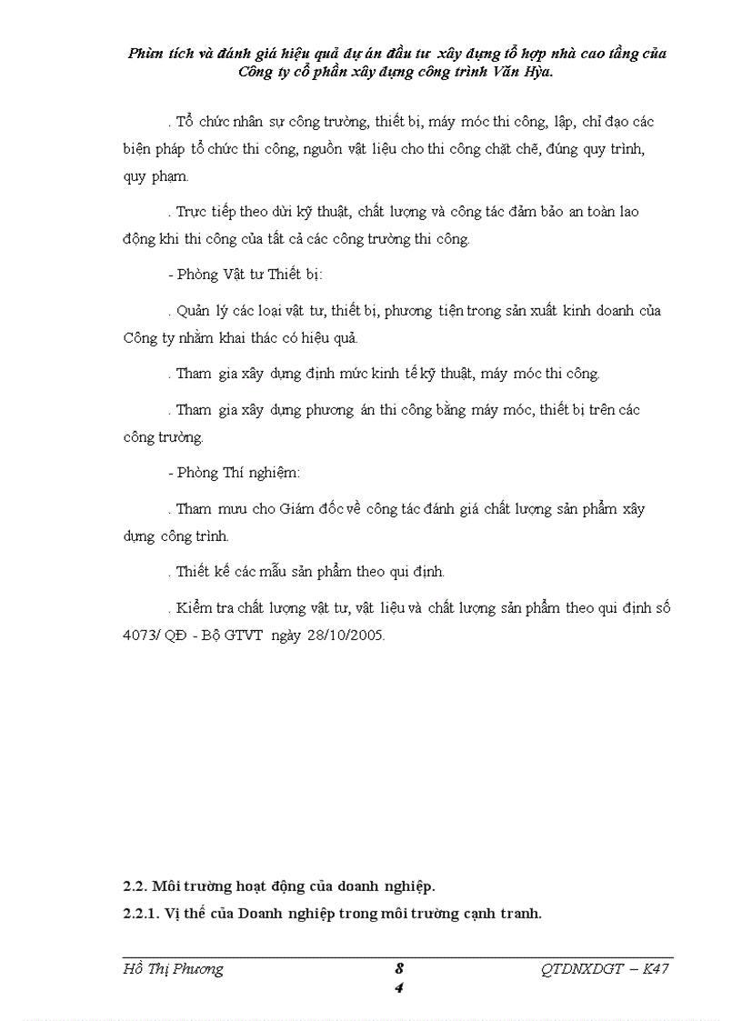 image for page Phân tích và đánh giá hiệu quả dự án đầu tư xây dựng tổ hợp nhà cao tầng của Công ty cổ phần xây dựng công trình Văn Hóa