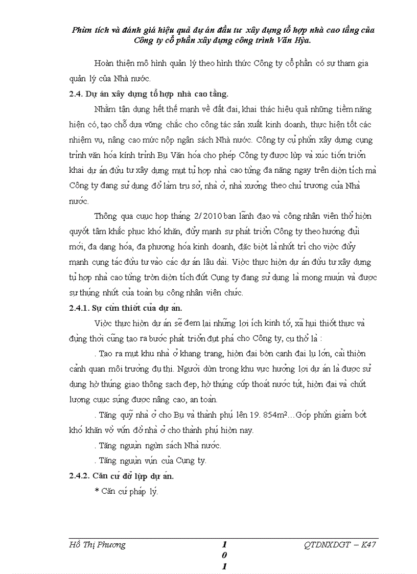 image for page Phân tích và đánh giá hiệu quả dự án đầu tư xây dựng tổ hợp nhà cao tầng của Công ty cổ phần xây dựng công trình Văn Hóa
