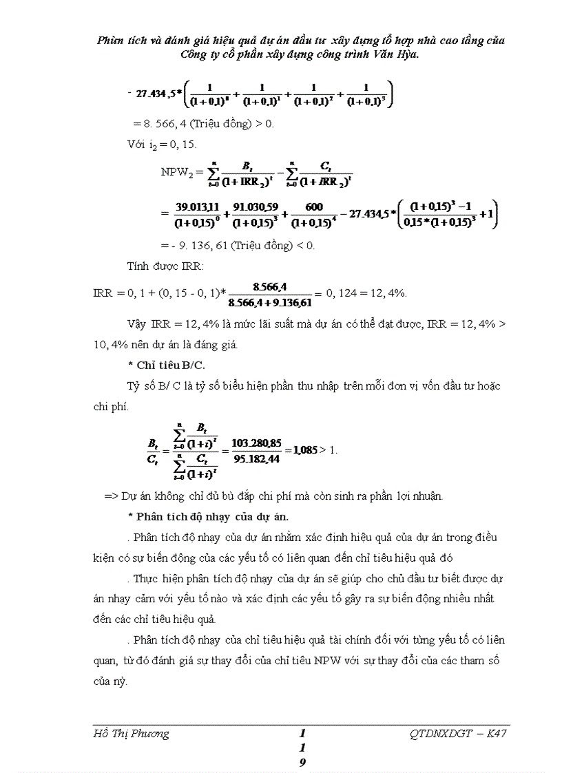 image for page Phân tích và đánh giá hiệu quả dự án đầu tư xây dựng tổ hợp nhà cao tầng của Công ty cổ phần xây dựng công trình Văn Hóa