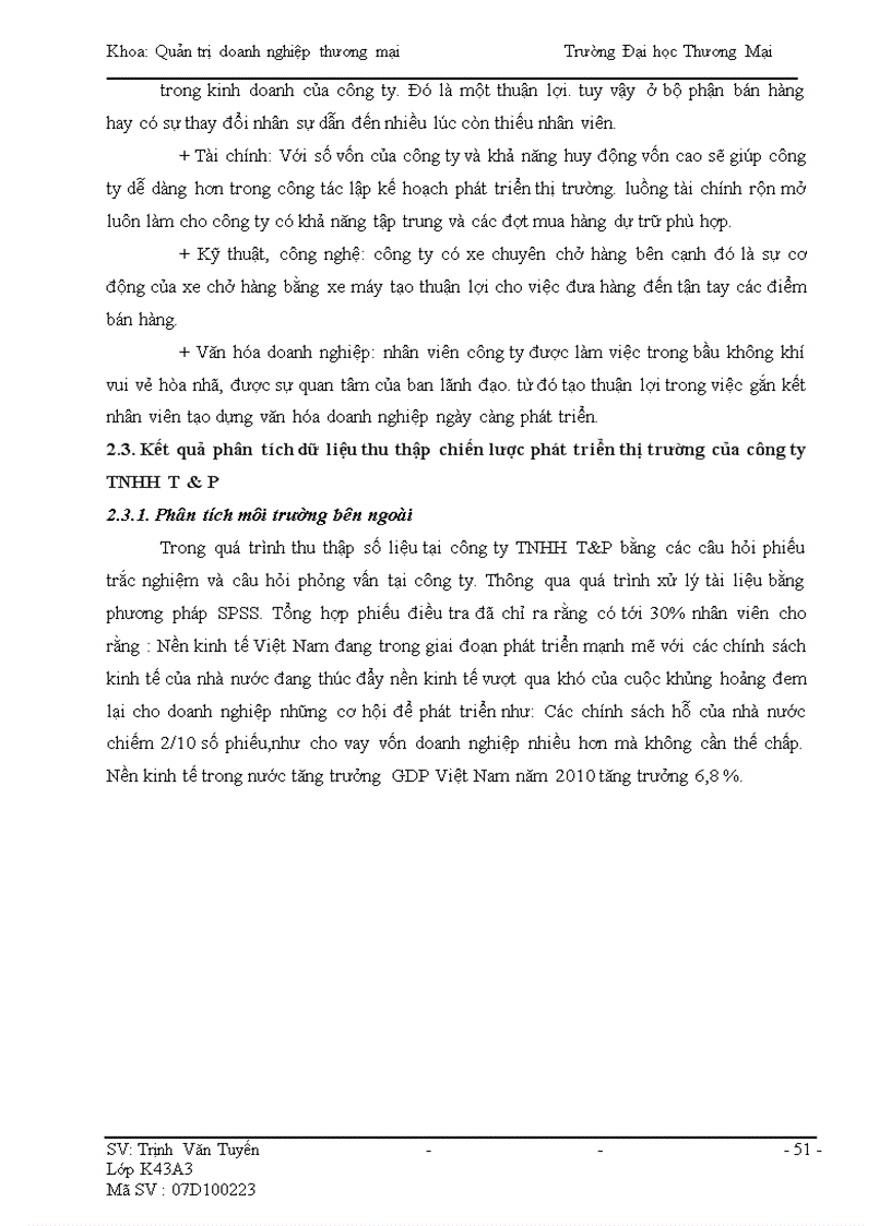 image for page Phân tích TOWS chiến lược phát triển thị trường của Công ty T & P