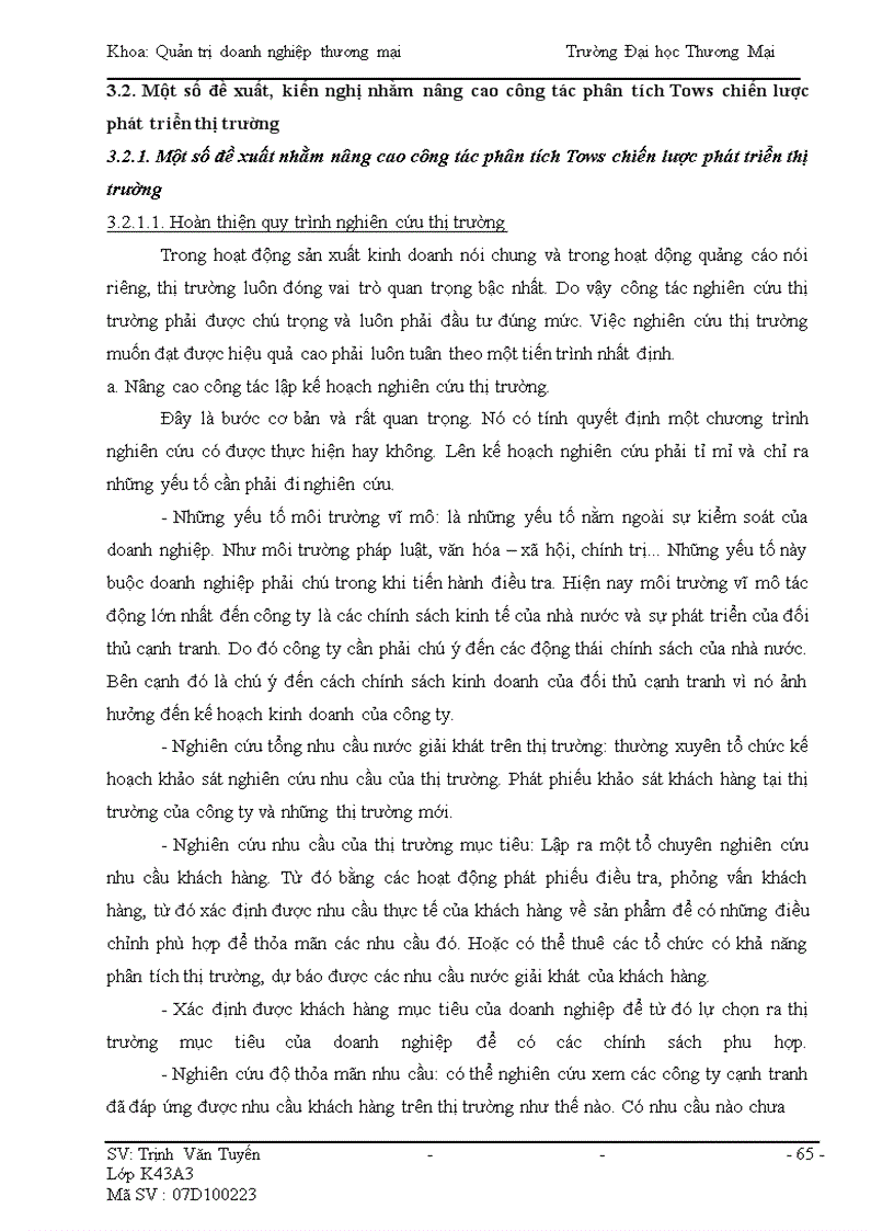 image for page Phân tích TOWS chiến lược phát triển thị trường của Công ty T & P