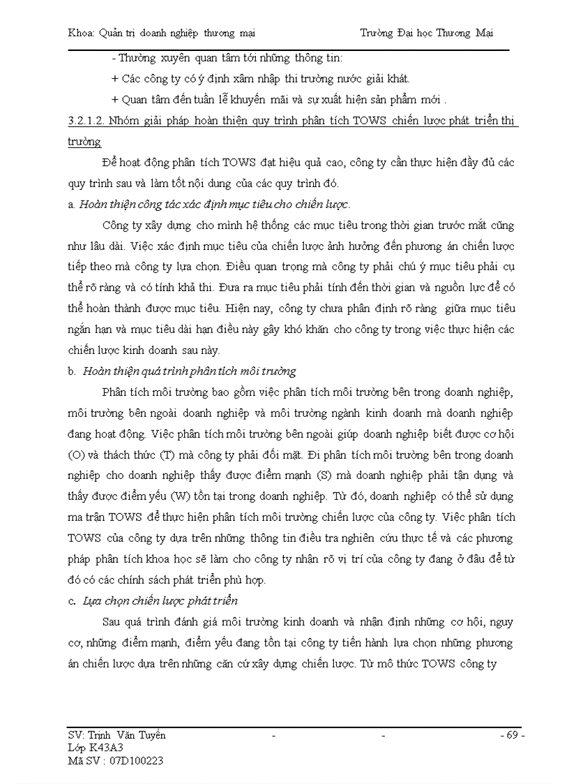 image for page Phân tích TOWS chiến lược phát triển thị trường của Công ty T & P