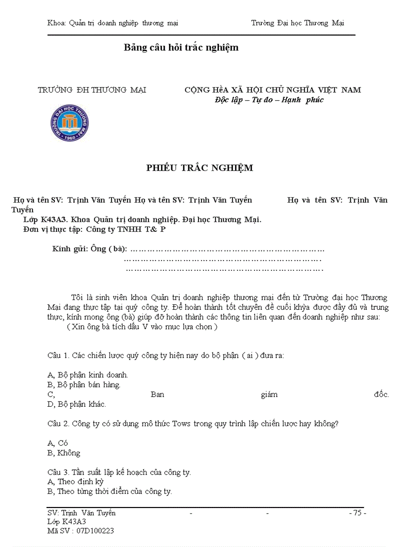 image for page Phân tích TOWS chiến lược phát triển thị trường của Công ty T & P