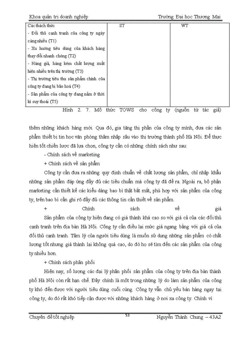 image for page Phân tích TOWS chiến lược thâm nhập thị trường Hà Nội sản phẩm thiết bị tin học văn phòng của công ty TNHH vận tải và thương mại Tân Đạt