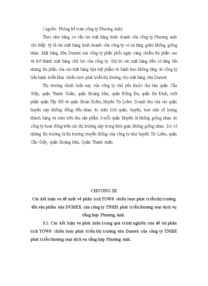 image for page Phân tích TOWS chiến lược phát triển thị trường của công ty TNHH phát triển thương mại dịch vụ tổng hợp Phương Anh